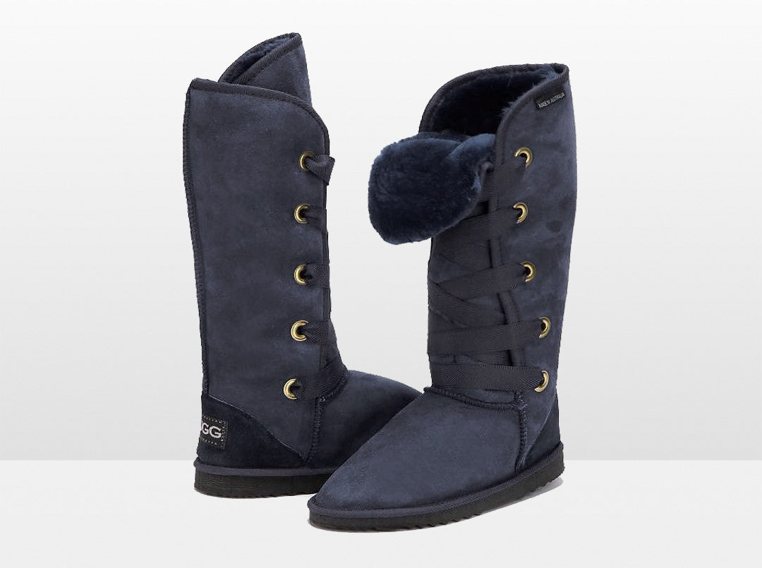 Navy sheepskin boots hotsell