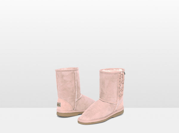 Pink ugg clearance lace up boots